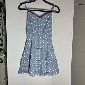 Francesca's Collections Sky Blue Polka Dot Mini Dress